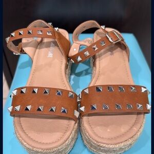 Brown Gladiator Sandals with Studded Straps